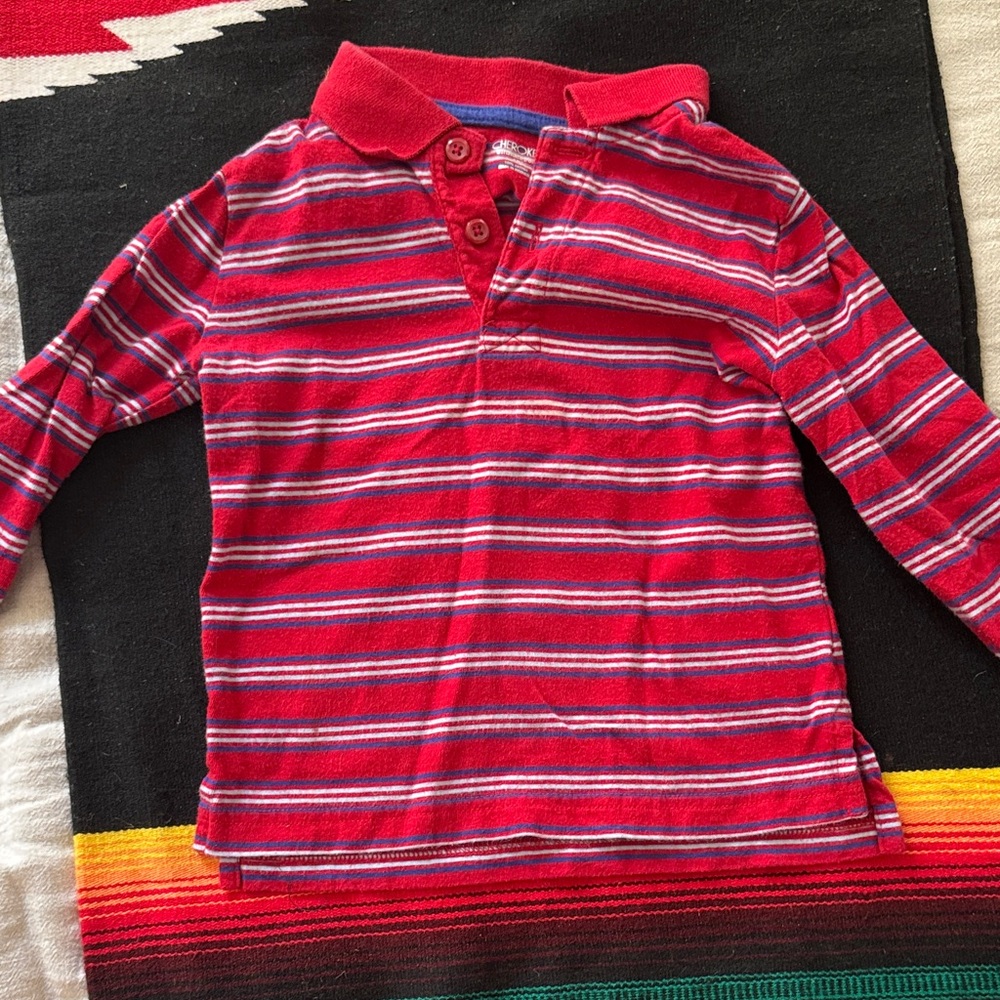 Cherokee Red and Blue Striped Kids Polo